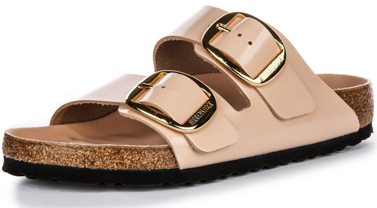 Sandales Birkenstock Arizona | Cuir véritable beige - Grande boucle pour femme