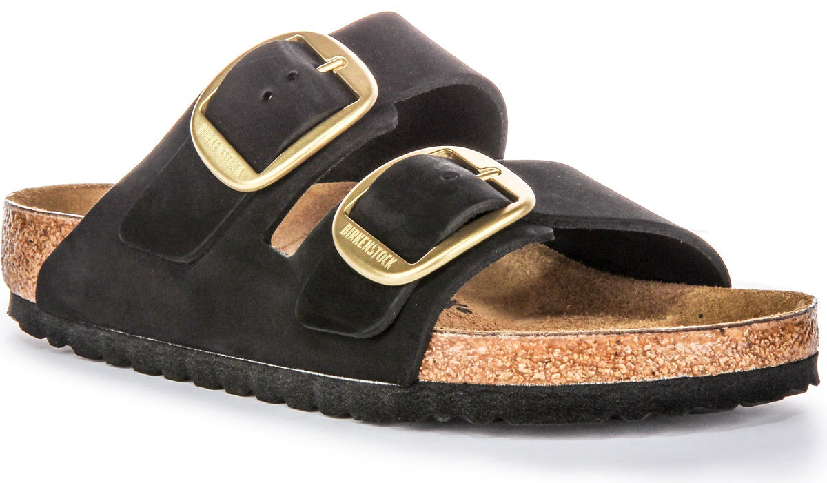 Birkenstock Arizona sandalen | Zwart suède leer - Big Buckle voor dames