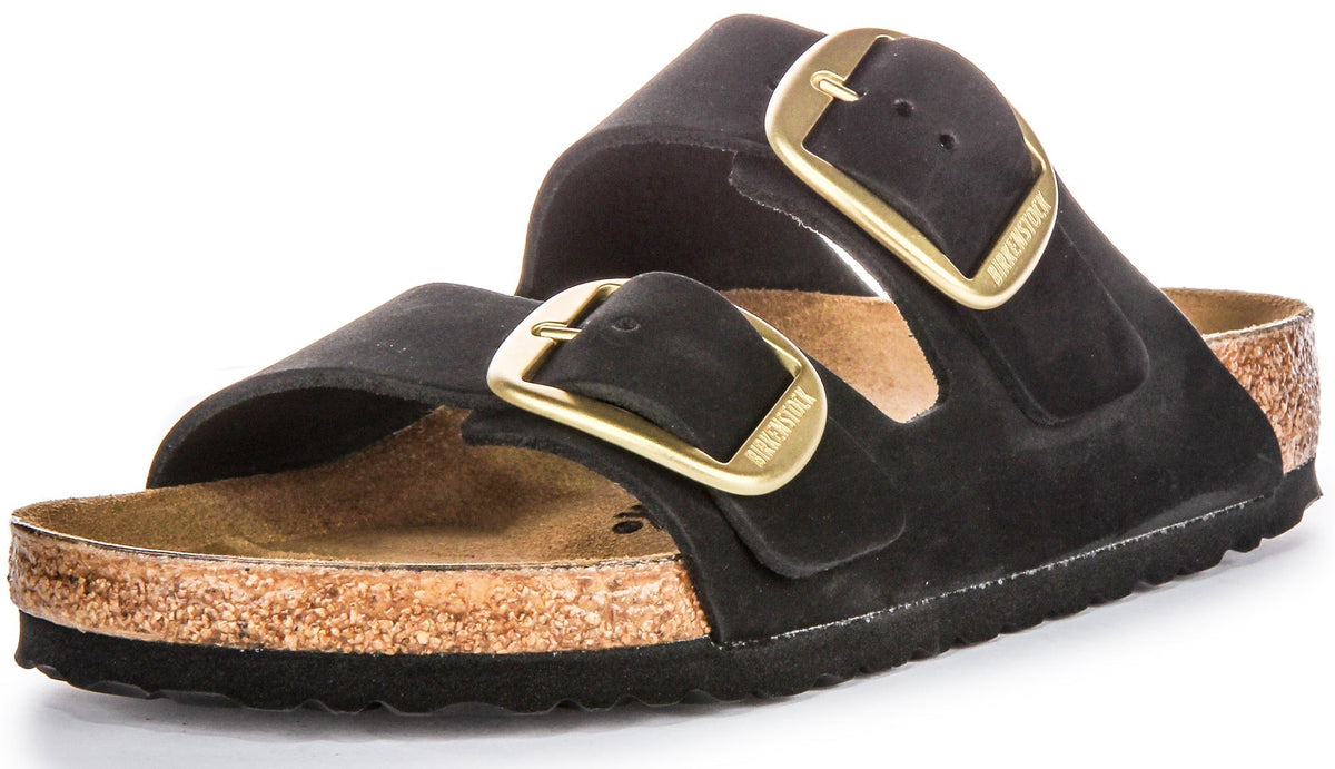 Birkenstock Arizona sandalen | Zwart suède leer - Big Buckle voor dames