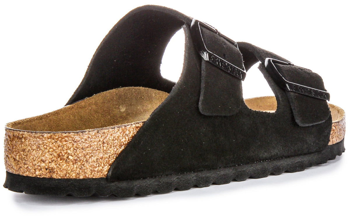 Sandales Birkenstock Arizona | Cuir velours noir - Lit de pied souple pour hommes et femmes