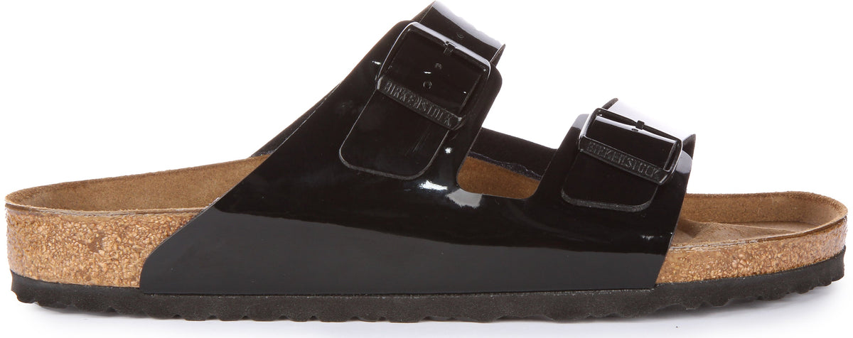 Sandales Birkenstock Arizona | Birko-Flor verni noir pour femme