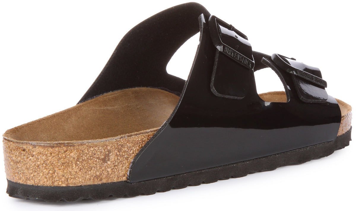Sandales Birkenstock Arizona | Birko-Flor verni noir pour femme