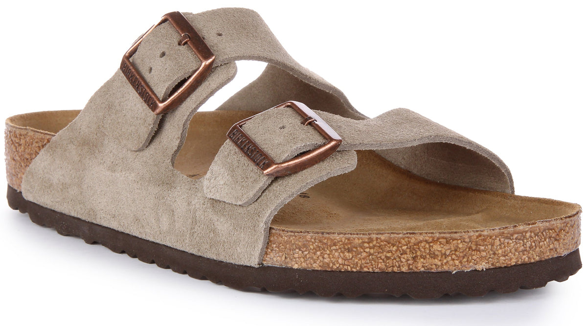 Sandales Birkenstock Arizona | Cuir velours taupe pour hommes et femmes