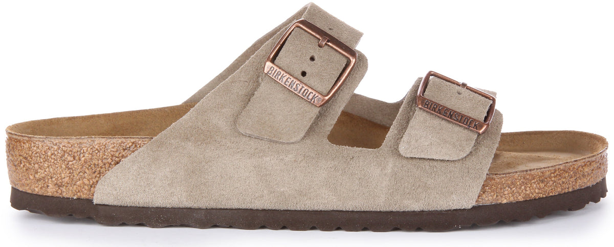 Sandales Birkenstock Arizona | Cuir velours taupe pour hommes et femmes