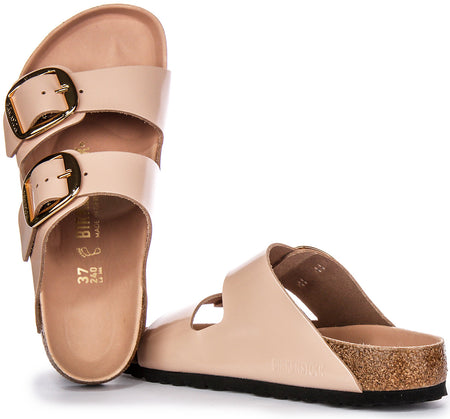 Sandales Birkenstock Arizona | Cuir véritable beige - Grande boucle pour femme