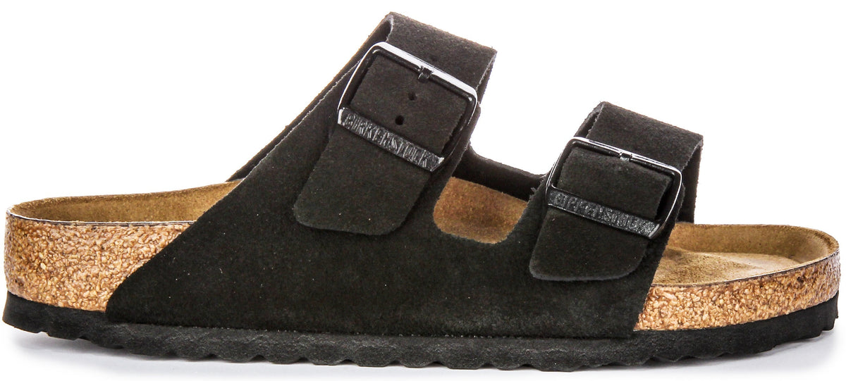 Sandales Birkenstock Arizona | Cuir velours noir - Lit de pied souple pour hommes et femmes