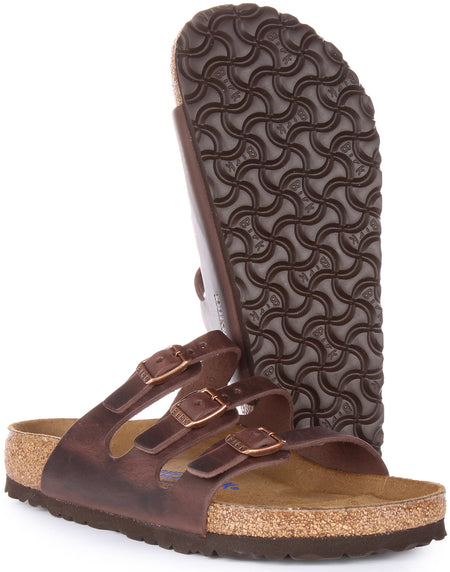 Sandales Birkenstock Florida | Cuir véritable marron foncé pour femme