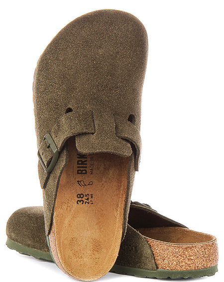 Birkenstock Boston Klompen | Groene Birko-Flor voor Heren en Dames - Normale Pasvorm