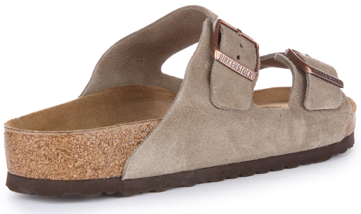 Sandales Birkenstock Arizona | Cuir velours taupe pour hommes et femmes