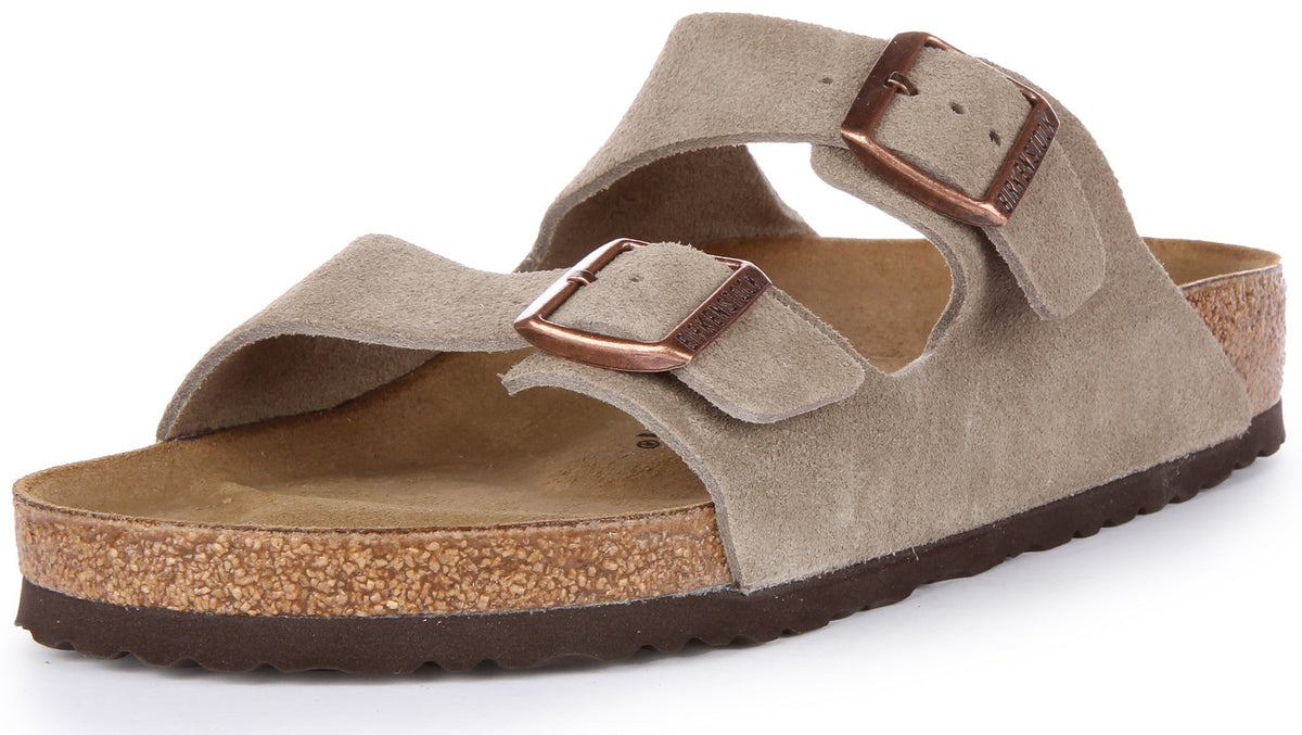 Sandales Birkenstock Arizona | Cuir velours taupe pour hommes et femmes